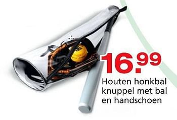 Promoties Houten honkbal knuppel met bal en handschoen - Huismerk - Unikamp - Geldig van 10/10/2014 tot 07/12/2014 bij Unikamp