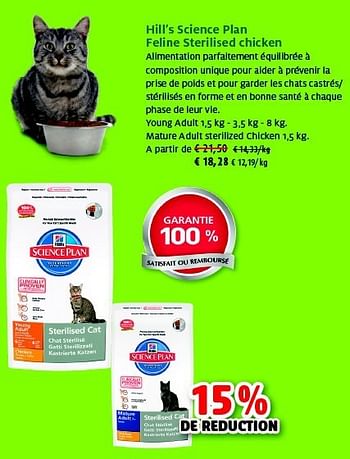 Promotions Hill`s science plan feline sterilised chicken - Hill's - Valide de 22/10/2014 à 01/11/2014 chez Aveve