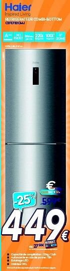Promotions Haier réfrigérateur combi-bottom c2fe732cmj - Haier - Valide de 27/10/2014 à 22/11/2014 chez Krefel