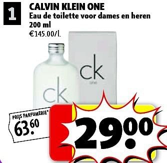 Promotions Calvin klein one - Calvin Klein - Valide de 29/07/2014 à 10/08/2014 chez Kruidvat