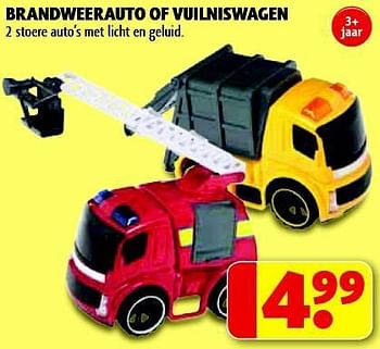Promotions Brandweerauto of vuilniswagen - Produit maison - Kruidvat - Valide de 29/07/2014 à 10/08/2014 chez Kruidvat