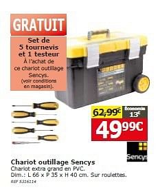 Promotions Chariot outillage sencys - Sencys - Valide de 20/08/2014 à 01/09/2014 chez BricoPlanit