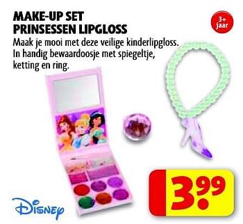 Promotions Make-up set prinsessen lipgloss - Disney - Valide de 26/08/2014 à 07/09/2014 chez Kruidvat