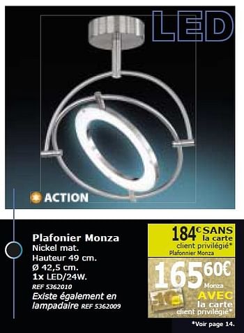 Promotions Plafonier monza - Produit maison - BricoPlanit - Valide de 03/09/2014 à 03/11/2014 chez BricoPlanit