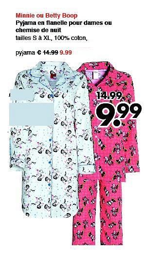 Betty Boop Minnie ou betty boop pyjama en flanelle pour dames ou