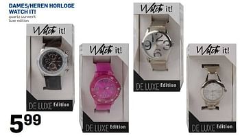 Promoties Dames-heren horloge watch it! - Huismerk - Action - Geldig van 24/10/2014 tot 16/11/2014 bij Action