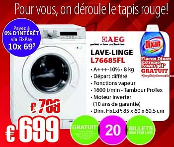 Promotions Aeg lave-linge l76685fl - AEG - Valide de 05/11/2014 à 29/11/2014 chez Selexion