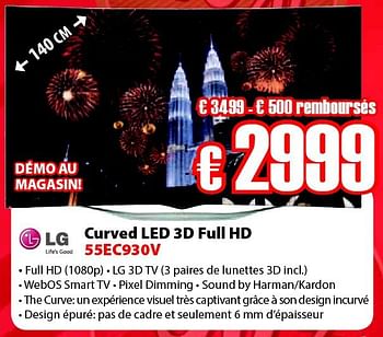 Promotions Lg curved led 3d full hd 55ec930v - LG - Valide de 05/11/2014 à 29/11/2014 chez Selexion