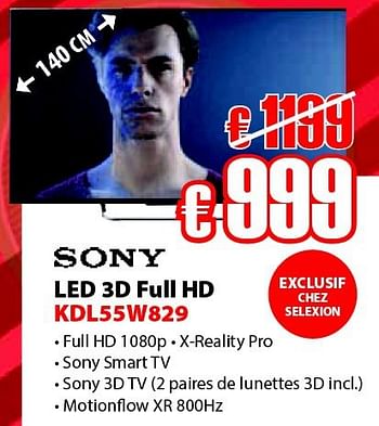Promotions Sony led 3d full hd kdl55w829 - Sony - Valide de 05/11/2014 à 29/11/2014 chez Selexion