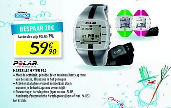 Promoties Hartslagmeter ft4 - Polar - Geldig van 08/11/2014 tot 05/12/2014 bij Decathlon