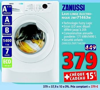 Promotions Zanussi lave-linge électro- nique zwf71463w - Zanussi - Valide de 12/11/2014 à 26/12/2014 chez Kitchenmarket