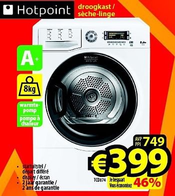 Promoties Hotpoint droogkast - sèche-linge tcd874 - Hotpoint - Geldig van 14/11/2014 tot 14/12/2014 bij ElectroStock