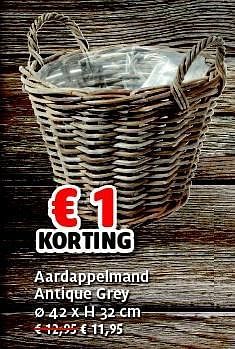 Promoties Aardappelmand antique grey - Huismerk - Aveve - Geldig van 25/11/2014 tot 14/12/2014 bij Aveve