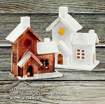 Promoties Led houten huis voor binnen 26 cm-10 lichtjes. warm wit - Huismerk - Aveve - Geldig van 25/11/2014 tot 14/12/2014 bij Aveve