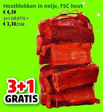 Promoties Houtblokken in netje, fsc hout - Huismerk - Aveve - Geldig van 25/11/2014 tot 14/12/2014 bij Aveve