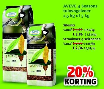 Promoties 4 seasons tuinvogelvoer silomix - Huismerk - Aveve - Geldig van 25/11/2014 tot 14/12/2014 bij Aveve