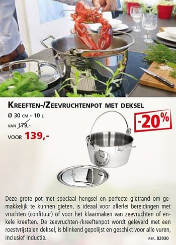Promotions Kreeften--zeevruchtenpot met deksel - Demeyere - Valide de 24/11/2014 à 31/12/2014 chez Unikamp
