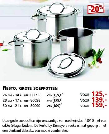 Promotions Resto, grote soeppotten - Cuisipro - Valide de 24/11/2014 à 31/12/2014 chez Unikamp