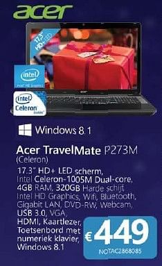 Promoties Acer travelmate p273m - Acer - Geldig van 17/11/2014 tot 06/12/2014 bij Compudeals