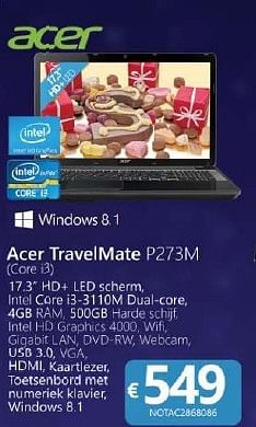 Promoties Acer travelmate p273m - Acer - Geldig van 17/11/2014 tot 06/12/2014 bij Compudeals