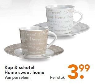Luxe Verschrikking telex Huismerk - Blokker Kop + schotel home sweet home - Promotie bij Blokker