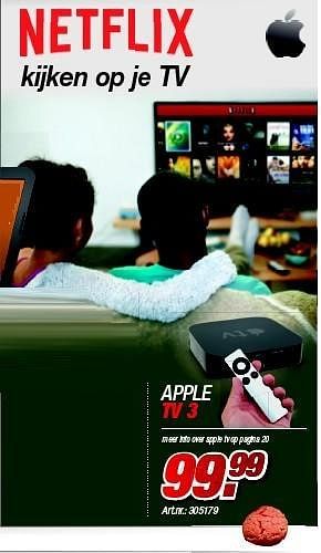 Promoties Apple tv 3 - Apple - Geldig van 27/11/2014 tot 08/12/2014 bij Auva