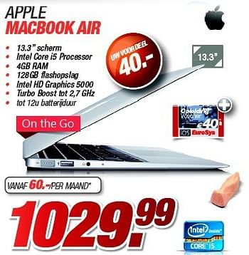 Promoties Apple macbook air - Apple - Geldig van 27/11/2014 tot 08/12/2014 bij Auva