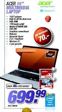 Promoties Acer multimedia laptop - Acer - Geldig van 27/11/2014 tot 08/12/2014 bij Auva