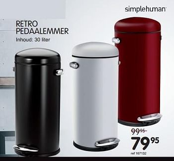 Promoties Retro pedaalemmer - Simplehuman - Geldig van 08/12/2014 tot 04/01/2015 bij Freetime