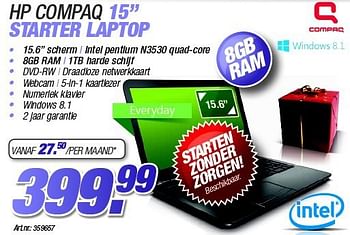 Promoties Hp compaq starter laptop - HP - Geldig van 09/12/2014 tot 18/01/2015 bij VCD