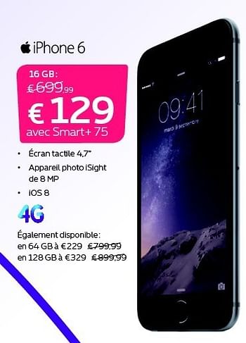 Promotions Apple iphone 6 - Apple - Valide de 01/12/2014 à 31/12/2014 chez Proximus