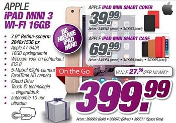 Promoties Apple ipad mini 3 wi-fi 16gb - Apple - Geldig van 08/12/2014 tot 31/12/2014 bij Auva