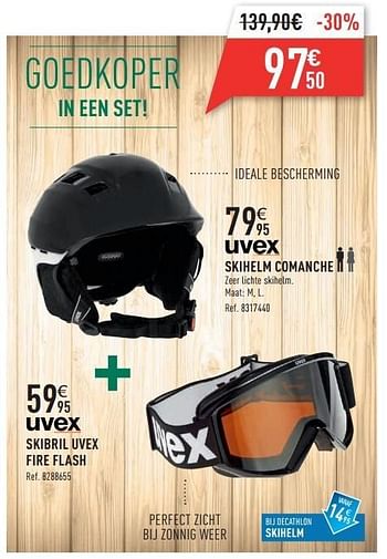 Promoties Skihelm comanche + skibril uvex fire flash - Uvex - Geldig van 06/12/2014 tot 24/12/2014 bij Decathlon