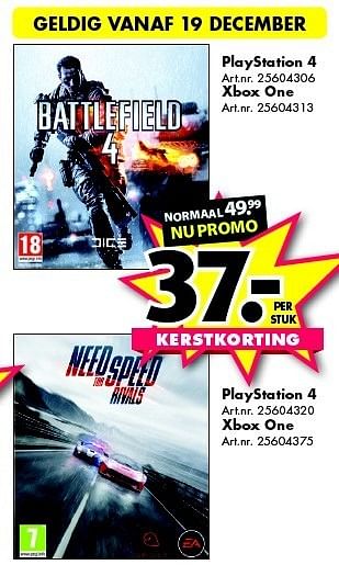 Promoties Playstation 4 battlefield 4 - Electronic Arts - Geldig van 13/12/2014 tot 28/12/2014 bij Bart Smit