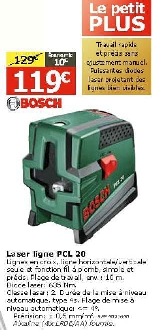 Promotions Laser ligne pcl 20 - Bosch - Valide de 17/12/2014 à 31/12/2014 chez BricoPlanit