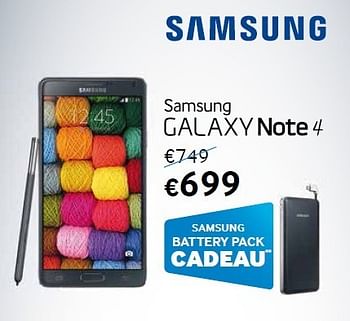 Promotions Samsung galaxy note 4 - Samsung - Valide de 03/01/2015 à 31/01/2015 chez Base