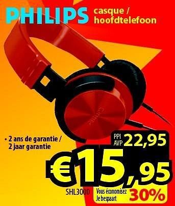 Promoties Philips hoofdtelefoon shl3000 - Philips - Geldig van 05/01/2015 tot 25/01/2015 bij ElectroStock