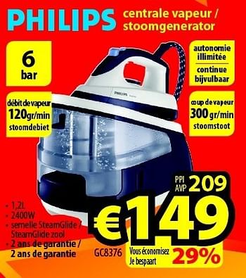 Promoties Philips stoomgenerator gc8376 - Philips - Geldig van 05/01/2015 tot 25/01/2015 bij ElectroStock