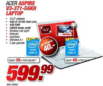 Promoties Acer aspire v3-371-56kh laptop - Acer - Geldig van 28/12/2014 tot 31/01/2015 bij Auva