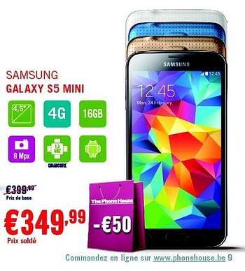 Promotions Samsung galaxy s5 mini - Samsung - Valide de 03/01/2015 à 31/01/2015 chez The Phone House