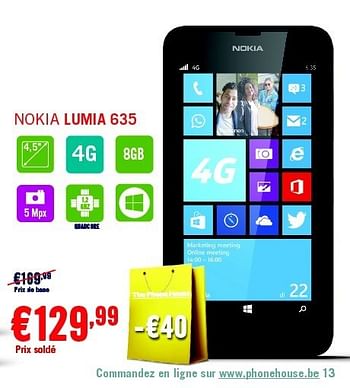 Promotions Nokia lumia 635 - Nokia - Valide de 03/01/2015 à 31/01/2015 chez The Phone House