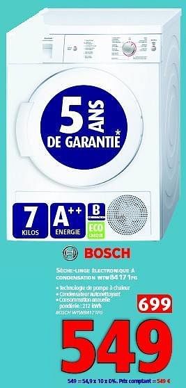 Promotions Bosch sèche-linge électronique à condensation wtw84171fg - Bosch - Valide de 03/01/2015 à 31/01/2015 chez Kitchenmarket