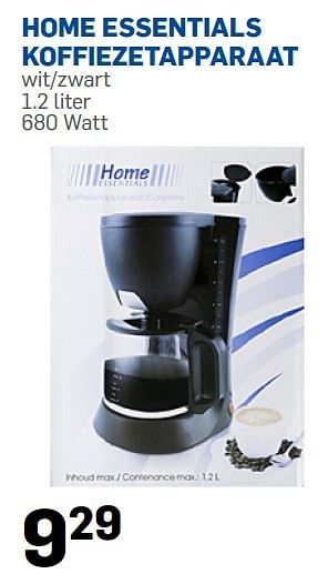 Promoties Home essentials koffiezetapparaat - HOME ESSENTIALS - Geldig van 19/01/2015 tot 15/02/2015 bij Action