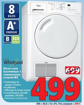 Promotions Whirlpool sèche-linge électronique à condensation economy82 - Whirlpool - Valide de 27/01/2015 à 28/02/2015 chez Kitchenmarket