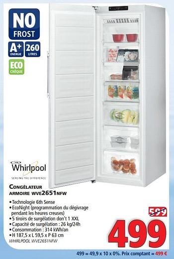 Promotions Whirlpool congélateur armoire wve2651nfw - Whirlpool - Valide de 27/01/2015 à 28/02/2015 chez Kitchenmarket