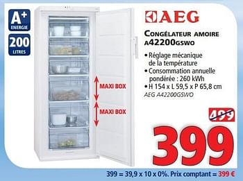 Promotions Aeg congélateur amoire a42200gswo - AEG - Valide de 27/01/2015 à 28/02/2015 chez Kitchenmarket