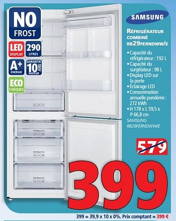 Promotions Samsung réfrigérateur combiné rb29ferndww-e - Samsung - Valide de 27/01/2015 à 28/02/2015 chez Kitchenmarket
