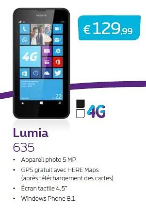 Promotions Nokia lumia 635 - Nokia - Valide de 01/02/2015 à 28/02/2015 chez Proximus