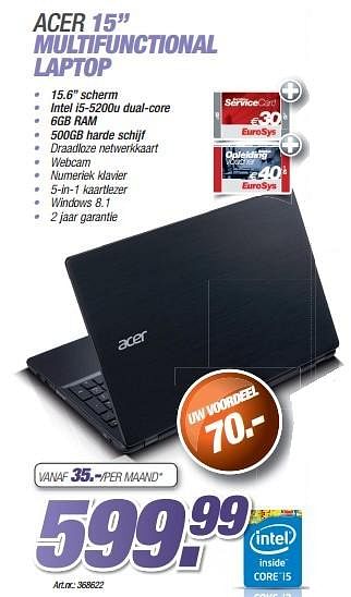 Promoties Acer multifunctional laptop - Acer - Geldig van 16/02/2015 tot 16/03/2015 bij Auva