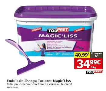 Promotions Enduit de lissage toupret magic`liss - TouPret - Valide de 11/02/2015 à 23/02/2015 chez BricoPlanit